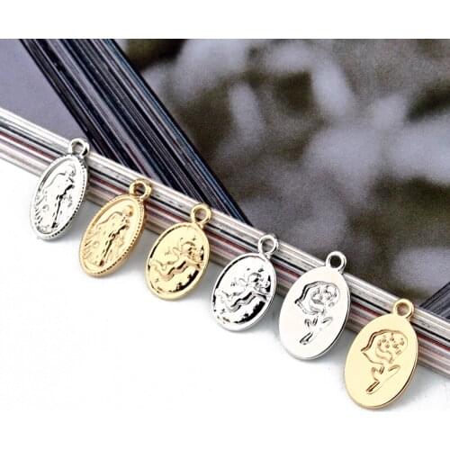 10pcs Vintage Religious Maria Geometric Portrait Alloy Charms Diy Coin Charm Bracelet Necklace Pendant Jewelry Findings Making