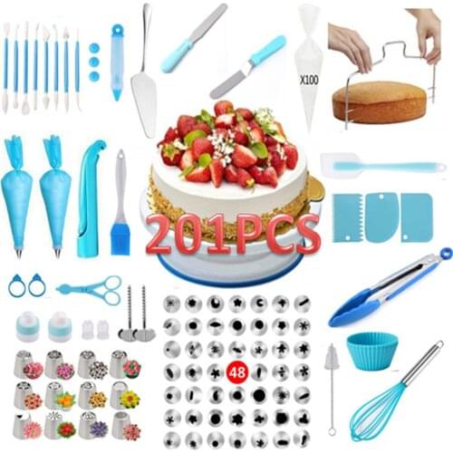 201 Pcs Cake Decorating Tip Sets Pastry Bag Confectionery Accessories Nozzle Stainless Cream Cake Baking Tools