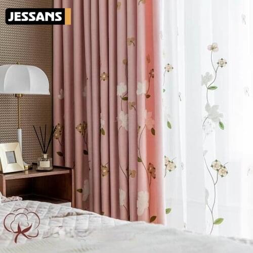 2021 Pastoral Kapok Cotton Embroidered Curtains Bedroom Study Shading Floor-to-ceiling Windows Nordic Simple Ins Wind Curtains