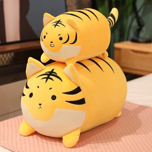 30/50cm Cartoon Cute Yellow Tiger Pillow Soft Stuffed Animal Plush Toys Real Life Tiger Plush Doll Sofa Bed Cushion Kids Gift