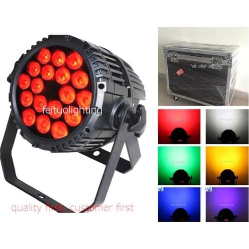 4pcs + Flight Case Waterproof Led Par Dmx 18x18w RGBWA UV 6in1 Leds Par 64 Stable Performance IP65 Outdoor Led Par Can Light