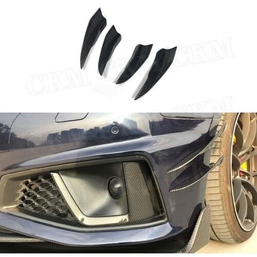 Dry Carbon Fiber Front Bumper Side Fins Air Trims Spoiler For Audi A4 Sline Sport S4 Sedan B10 2019 2020 FRP Canards Splitters