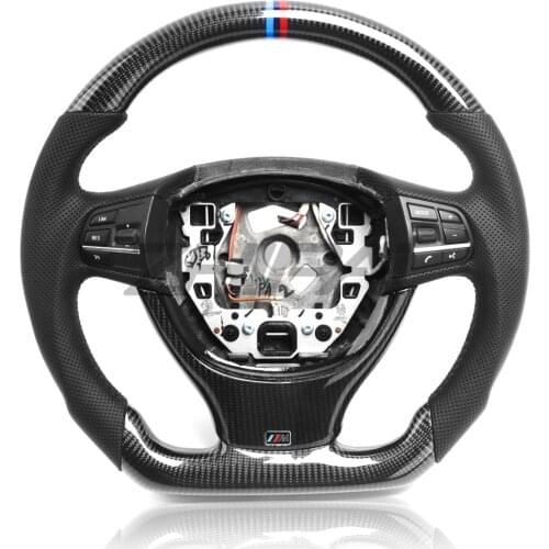 For 5 6 7 Series Carbon Fiber Steering Wheel For bmw F10 F18 With Alcanrata/Perforated Leather With LED Without Paddles hole