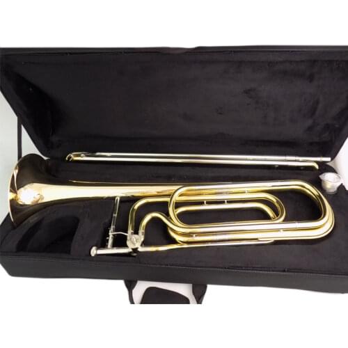 F/Bb Key Double Slide Trombone Brass musical Instruments Lacquer Silver trombone Copper Body with Foambody Case and mouthpiece