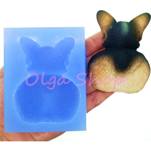 DYL802 Corgi Back Silicone Mold Fondant Cake Decoration Chocolate Candy Sugarcraft Resin Soap 65.9mm x 57.4mm x 14.2mm Thickness