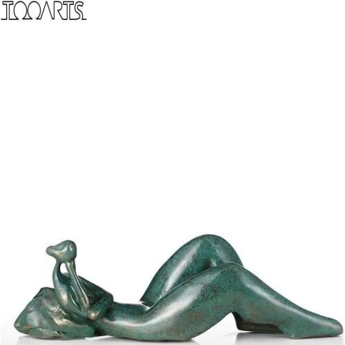 Tooarts Tomfeel Lean Thinking Figurine Fiberglass Figurine Home Decor Original Design Deep Green Decoration Craft For Home