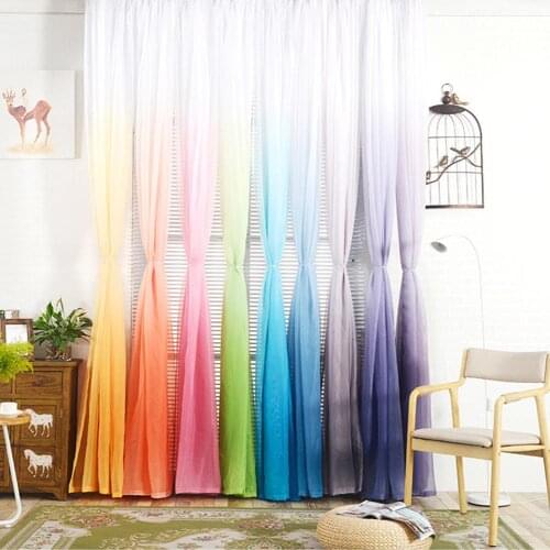 Gradient Tulle Transparent Curtains for Living Room Bedroom Kitchen Sheer Curtains Home Decor Window Treatment Drapes