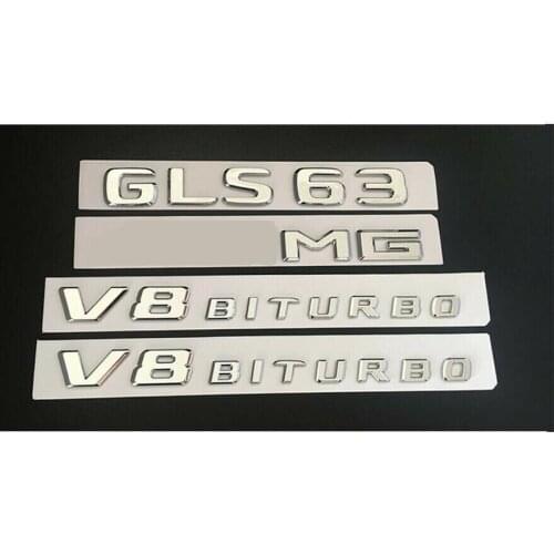 Chrome GLS63 for AMG V8 BITURBO Fender Badge Emblems for Mercedes X166