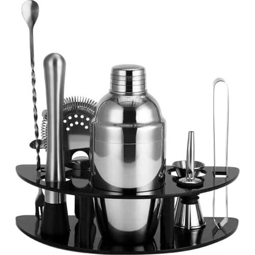 8-Piece Premium Quality Stainless Steel Bartender Kit Cocktail Shaker Bar Set with ABS plastic holdder