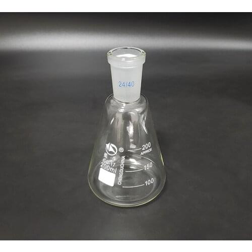 Conical flask with standard ground-in mouth,Capacity 200ml,joint 24/40,Erlenmeyer flask with standard ground mouth