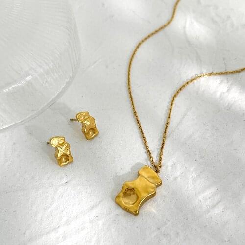 Monlansher Irregular Abstract Geometric Pendant Necklace Titanium Steel Thin Chain Choker For Women Minimalist Necklaces Jewelry