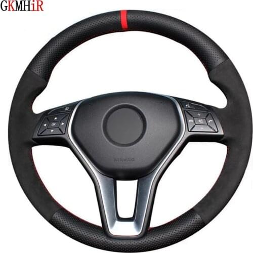 Soft Black Leather Suede Car Steering Wheel Cover For Mercedes-Benz A-Class 2013-2015 B-Class E-Class 2011-2014 CLA-Class