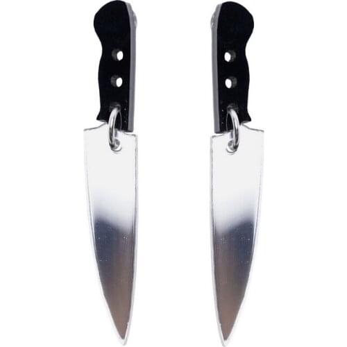 CHOP IT UP Little Acrylic Kitchen Chef Knives Slasher Horror Movie Stud Earrings