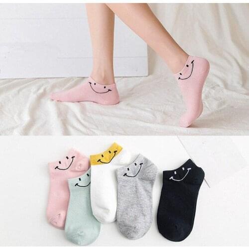 New Fashion Cute Student Girl Ankle Short Socks Women Summer Cotton Breathable Sport Underwear Funny Anime Smiley Boats Socks