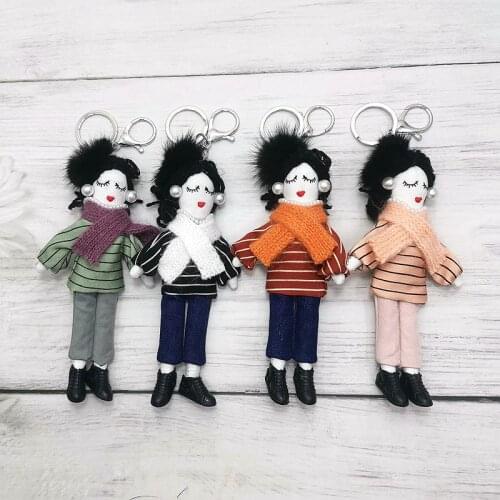 2021 New Women Handmade Doll Key chains Bag Pendants DIY Lady Car Charms Girls Dolls Bag Fashion Key Ring Decorations NS603