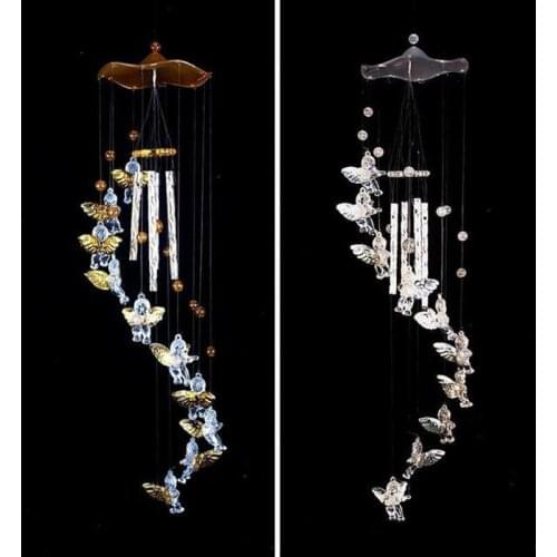 New Angel Cupid Wind Chimes Hanging Metal Wind Bell Silver/Gold Ornamental For Outdoor Courtyard Home Decoration Gift