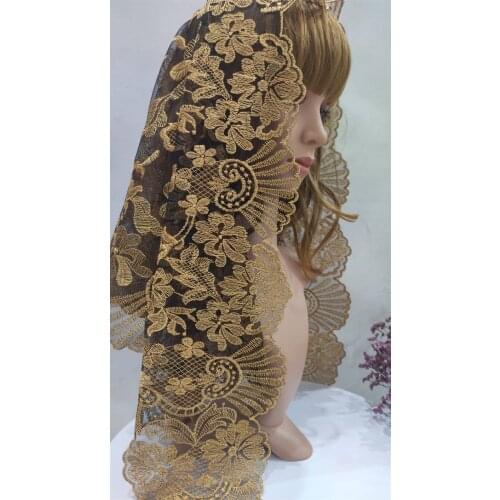 New Design Gold Embroidery Triangular Lace Veil Mantilla