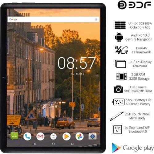 BDF 2021 New Tablet 10 Inch Tablet Pc Android 9.0 OS Octa Core 2GB/32GB 4G LTE Phone Call Google Play 1280*800 IPS Tablets 10.1