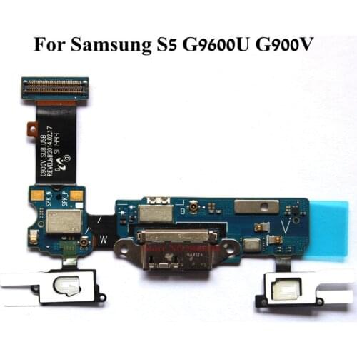 Original USB Charging Dock Port Flex cable For Samsung S5 G9600U G9600V Charger plug board+Home Return Sensor Microphone parts
