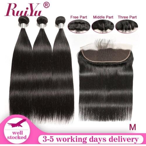 Pre Plucked Frontal With Bundles Remy Hair Straight Hair Bundles With Frontal With Baby Hair Malaysia Human Hair RUIYU