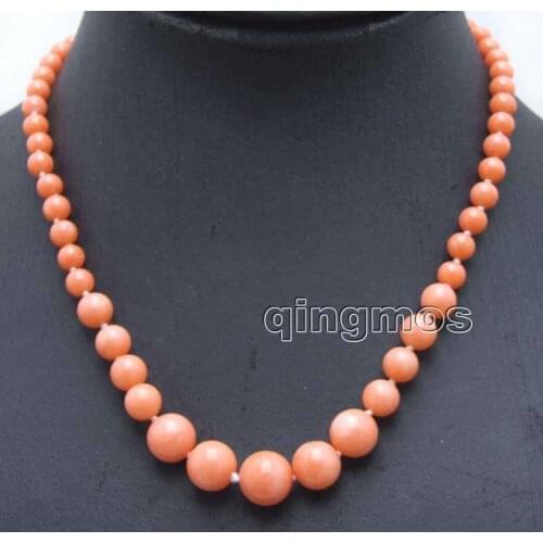 Qingmos Natural 6-11mm Round Pink Coral High Quality 17'' Necklace -nec5954 Wholesale/retail Free ship