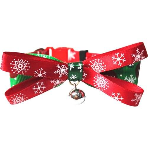 Christmas Cat Dog Collar Bow Tie Gift Adjustable Bell Neck Strap Xmas Small Pet Dog Cat Collars Supplies S-XL