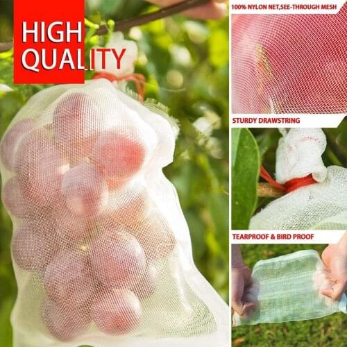 1Pc Fruit Vegetable Protect Net Bag Nylon Drawstring Style Grape Protection Bag Anti Bird Insect Garden Plant Mesh Barrier Pouch