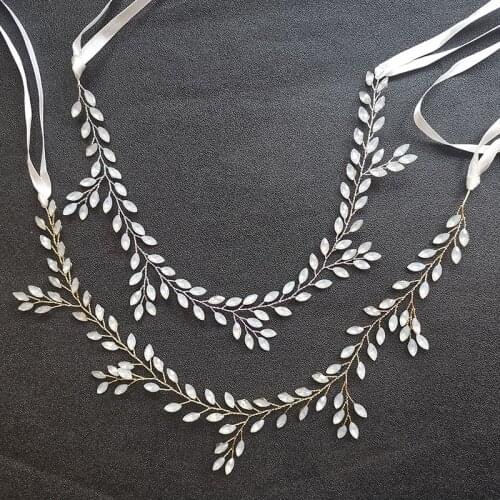 SLBRIDAL Handmade Wired Opal Crystal Rhinestones Wedding Hair accessories Hair Vine Bridal Headband Bridesmaids Women Jewelry