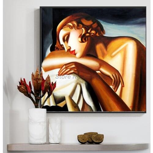 Tamara De Lempicka Autoportrait Sexy Woman Sleeper Oil Painting Poster On Canvas Bedroom Wall Art Decoration Pictures Home Decor