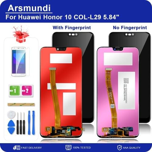 5.84" For Huawei Honor 10 COL-L29 LCD Display Touch Screen Digitizer Assembly + Fingerprint Replacement LCDs + Gifts