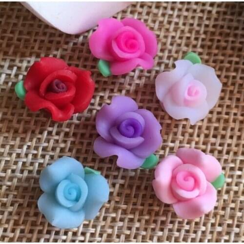 10mm mix color 90pcs/pack Jewelry bead Accessory,Soft Polymer Clay Bead,rose Flowers bead,Soft Cerami bead