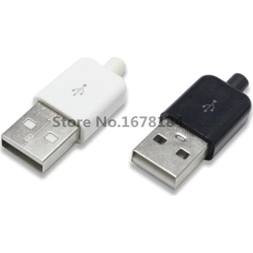 100pcs DIY USB 5Pin Welding Type Male Plug Connector 3 in 1 Nickel-plated Adaptor