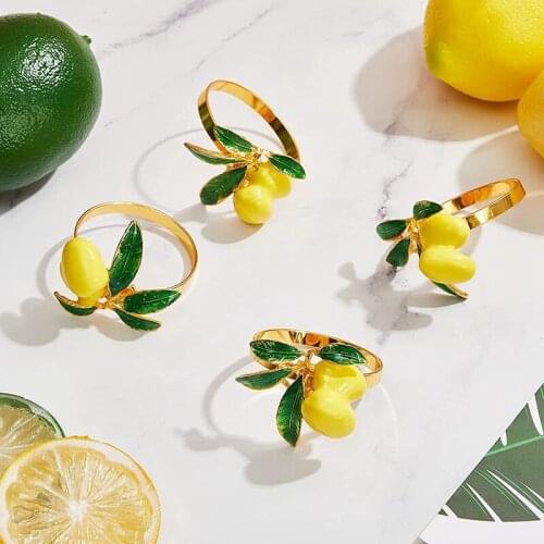 12 Pieces Lemon Napkin Rings Summer Fruit Serviette Buckle Holder Summer Napkin Rings Dinner Napkin Holder for Party,Etc-ABUX