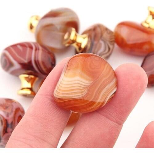 2021 New Diameter Light Luxury Natural Silk Agate Stone Handle Drawer Wardrobe Door Jewelry Box Knob Single Hole Handles Diy