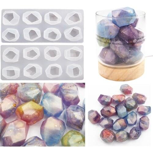 3D Diy Resin Molds Epoxy Resin Geometric Facet Gem Crystal Spar Ore Night Light Mirror Silicone Mold Chocolate Mold Cookies