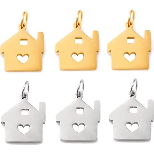 5Pcs/Lot New Building Stainless Steel Cabin Home Creative House Charms Room Pendants Crafts DIY Jewelry Making Finding Wholesale