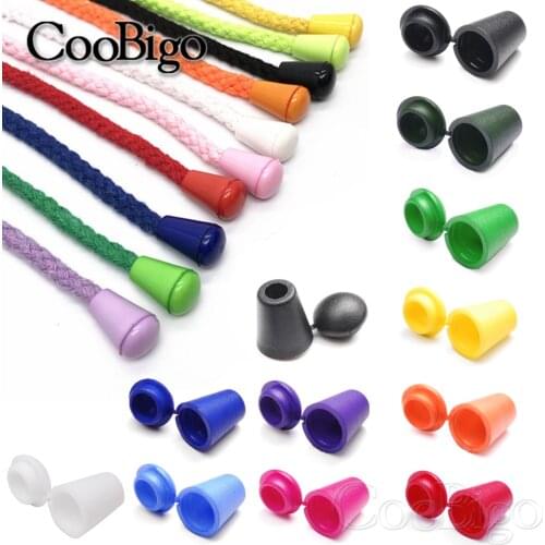 50pcs Colorful Plastic Cord Ends Bell Stopper With Lid Lock Toggle Clip Paracord Clothes Bag Sportswear Shoelace Rope Parts