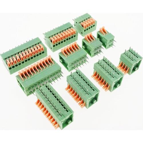 50pcs Spring Terminal Block Straight 0.100" 2.54 mm Through Hole 2 Pin 3 4 5 6 7 8 10 11 12 Position Wire to Board