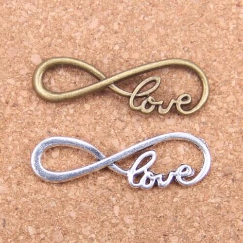 62pcs Charms infinity love connector 39x15mm Antique Pendants,Vintage Tibetan Silver Jewelry,DIY for bracelet necklace
