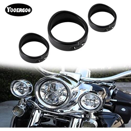 7inch black/Chrome Headlight Headlamp Trim Ring 4.5 inch Fog Light Trim Ring For H arley Touring Road King Electra Glide