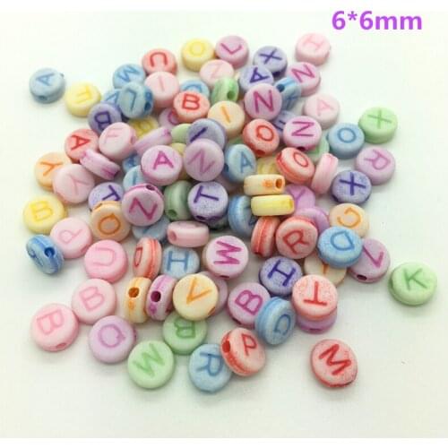 50pcs 6*6mm Letter Mixed Colors Acrylic Perforation Beads DIY Jewelry Making Earrings Necklace Bracelet Accessories #No-48
