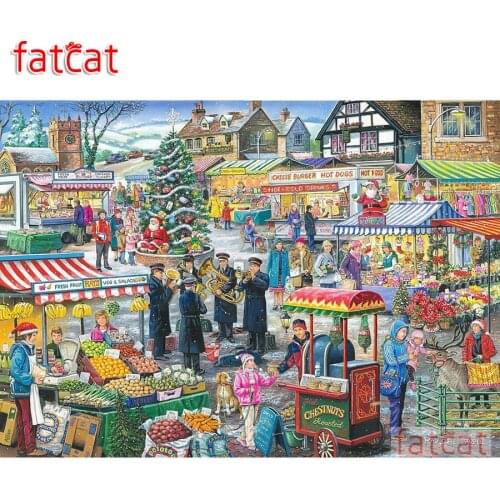 FATCAT 5D DIY Diamond Painting Festival market Full Diamond Embroidery Sale Square Round Drill Mosaic Needlework Art AE1398