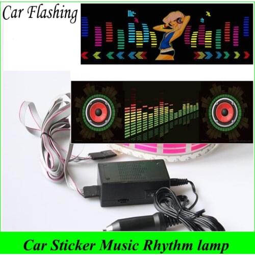 Car Flashing Music Rhythm EQ Car Sticker Music Equalizer on Car Windshield LED Sound Activated EL Sheet Glue Stickers 90*25 cm