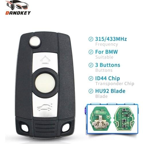 Dandkey Car Remote Control Key Flip For BMW E38 E39 E46 1 3 5 7 Series 315/433Mhz ID44 Chip Keyless Entry Modified Smart Key
