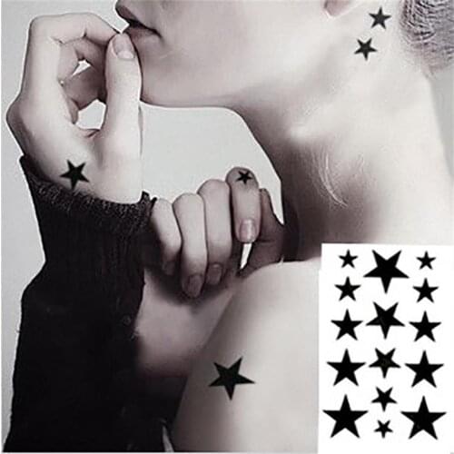 Body Art waterproof temporary tattoos for men women beautiful 3d black star design flash tattoo sticker Free Shipping HC-021
