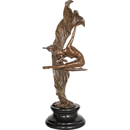 Dance Girl Sculpture Figurine Bronze Modern Female Dancer Statue Vintage Metal Art Decor Aesthetic Indoor Ornament
