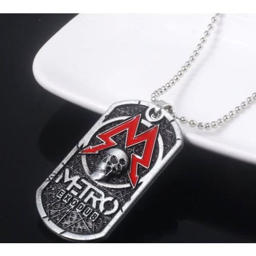 SG High Quality Game Metro Exodus 2033 Necklaces Pendants Dog Tag Skull Metal Keyring Choker For Women Men Souvenir Jewelry