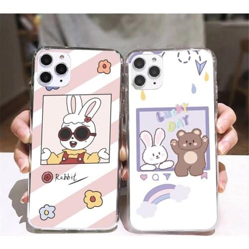 Cute Bunny Bear Animal For Huawei P30 P20 Pro P40 Lite E P10 P Smart 2019 2021 2020 Mate 20 10 Pro Nova 6 SE 5i 4 3i 3 Funds