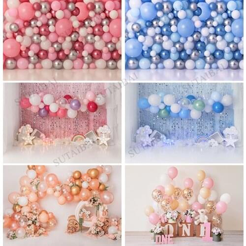 Birthday Photography Backdrops 1st Baby Shower Cake Smash Balloon Decorations Photo Background Children Newborn Studio Photocall