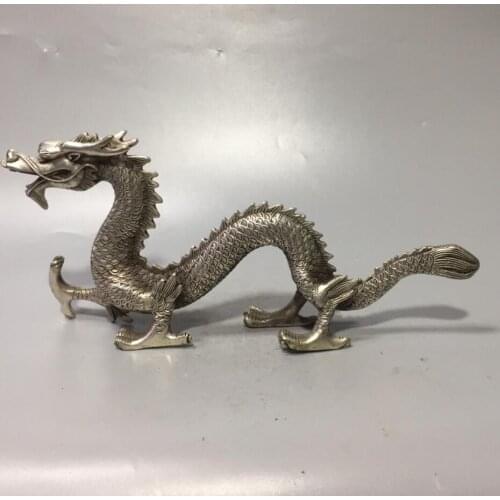 Chinese White copper archaize dragon crafts statue